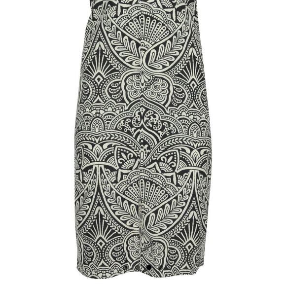 VENUS Black White V Neck Linen Blend Dress  10 - Picture 7 of 9